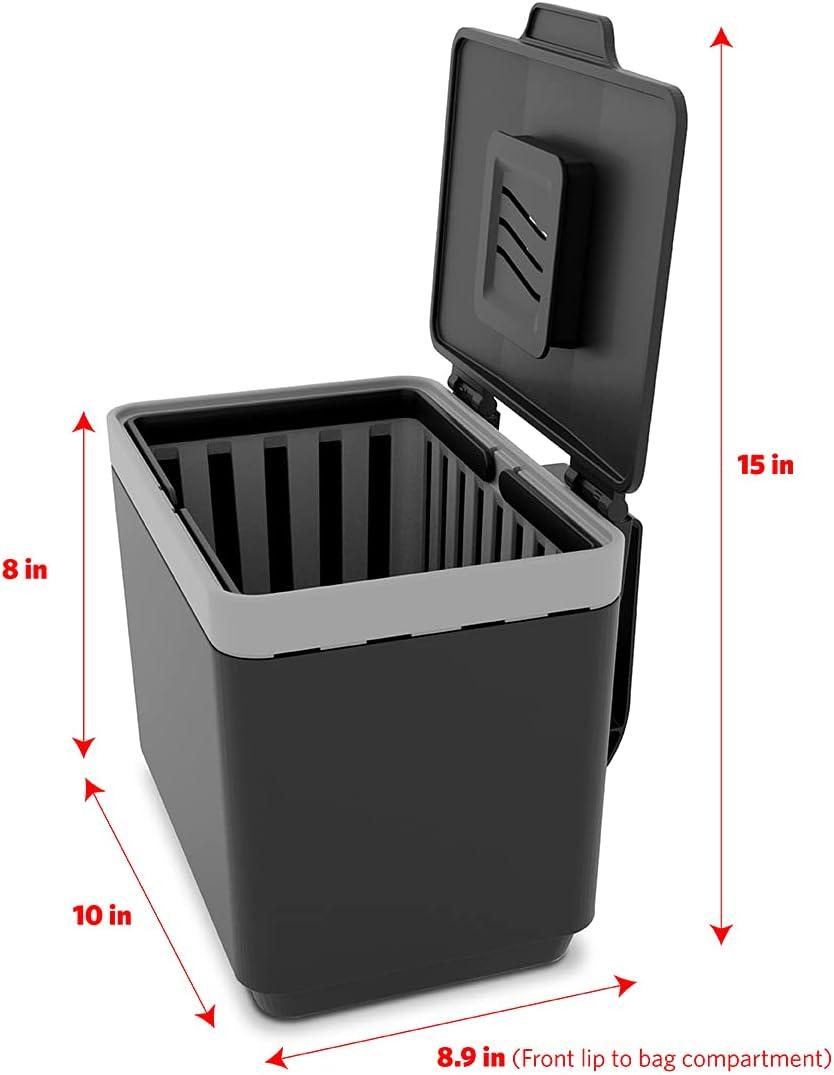 imageGLAD Compost Bin for Kitchen 15 Gallon  Plastic Container with Removable Inner Basket Bag Storage Holder and Carbon Odor Blocking Filters Gray