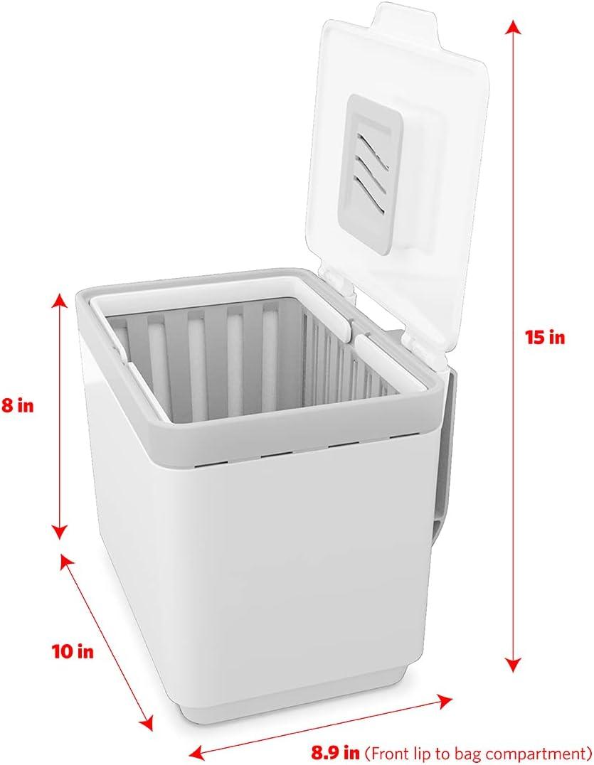 imageGLAD Compost Bin for Kitchen 15 Gallon  Plastic Container with Removable Inner Basket Bag Storage Holder and Carbon Odor Blocking Filters White