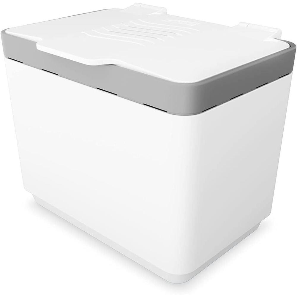 imageGLAD Compost Bin for Kitchen 15 Gallon  Plastic Container with Removable Inner Basket Bag Storage Holder and Carbon Odor Blocking Filters White