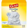 imageGlad ForceFlex Tall Kitchen Drawstring Trash Bags 13 Gal Fragrance Free 110 Ct Package May VaryFragrance Free