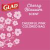 imageGlad Small Trash Bags 4 Gallon Lemon Fresh Bleach Garbage Bags Odor Resistant with Drawstring 80 CountCherry Blossom