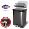 imageGlad Stainless Steel Step Trash Can with Clorox Odor Protection  Large Metal Kitchen Garbage Bin with Soft Close Lid Foot Pedal and Waste Bag Roll Holder 13 Gallon Pewter