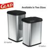 imageGlad Stainless Steel Trash Can with Clorox Odor Protection  Touchless Metal Kitchen Garbage Bin with Soft Close Lid and Waste Bag Roll Holder 20 Gallon Motion Sensor