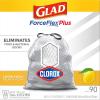 imageGlad Tall Kitchen Trash Bags ForceFlex Plus With Clorox 13 Gallon Lemon Fresh Bleach Scent 90 Count