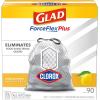 imageGlad Tall Kitchen Trash Bags ForceFlex Plus With Clorox 13 Gallon Lemon Fresh Bleach Scent 90 Count