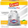 imageGlad Tall Kitchen Trash Bags ForceFlex Plus With Clorox 13 Gallon Lemon Fresh Bleach Scent 90 Count