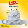 imageGlad Trash Bags ForceFlex Protection Series Tall Kitchen Garbage Bags 13 Gal Unscented OdorShield 90 Ct Package May Vary90 Count Pack of 1