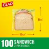 imageGlad Zipper Food Storage Plastic Bags  Sandwich  100 Count Pack of 6100 Count Pack of 1