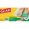 imageGlad Zipper Food Storage Plastic Bags  Sandwich  100 Count Pack of 6100 Count Pack of 2