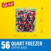 imageGlad Zipper Quart Freezer Bags Resealable Bags Multipurpose Use 56 Count Pack of 4Multicolor