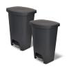 imageGlad 13 Gallon Trash Can 2 Pack  Plastic Kitchen Waste Bins with Odor Protection of Lid  Hands Free with Step On Foot Pedal and Garbage Bag Rings 13 Gallon WhiteCharcoal