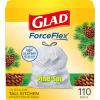 imageGlad ForceFlex Tall Kitchen Trash Bags 13 Gal PineSol Original 110 Ct Package May Vary