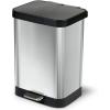 imageGlad GLD74506 Stainless Steel Step Trash Can with Clorox Odor Protection  Large Metal Kitchen Garbage Bin with Soft Close Lid Foot Pedal and Waste Bag Roll Holder 13 Gallon Stainless