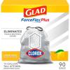 imageGlad Tall Kitchen Trash Bags ForceFlex Plus With Clorox 13 Gallon Lemon Fresh Bleach Scent 90 Count