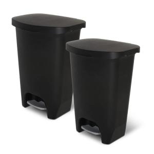 imageGlad 13 Gallon Trash Can 2 Pack  Plastic Kitchen Waste Bins with Odor Protection of Lid  Hands Free with Step On Foot Pedal and Garbage Bag Rings 13 Gallon WhiteBlack