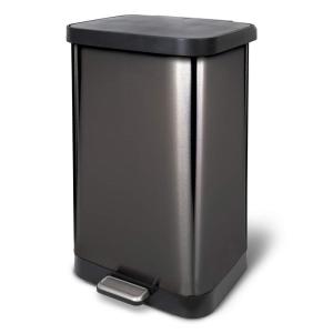 imageGlad 20 Gallon  755 Liter Extra Capacity Stainless Steel Step Trash Can with CloroxTM Odor Protection Pewter