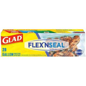 imageGlad FlexN Seal Freezer Storage Plastic Bags Gallon 28 Count Package May Vary28 Count Pack of 4
