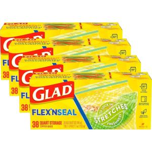 imageGlad FlexN Seal Zipper Food Storage Sandwich Bags Resealable Snack Bags Multipurpose Use 100 Count Pack of 438 Count Pack of 4