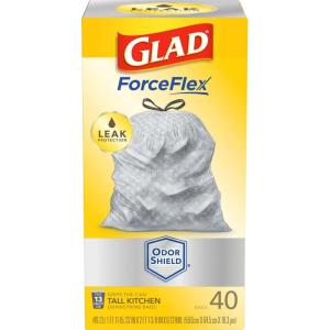 imageGlad ForceFlex Tall Kitchen Drawstring Trash Bags 13 Gallon 90 Count Package May VaryOdor Shield