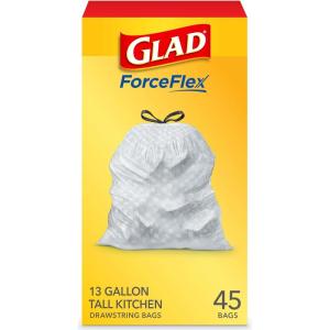 imageGlad ForceFlex Tall Kitchen Drawstring Trash Bags 13 Gallon 90 Count Package May VaryUnscented