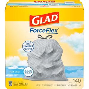 imageGlad ForceFlex Tall Kitchen Trash Bags 13 Gallon Fresh Clean 80 Count Package May Vary140 Count Pack of 1