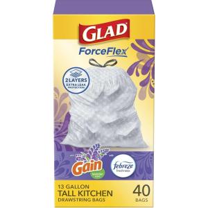 imageGlad ForceFlex Tall Kitchen Trash Bags 13 Gallon Gain Lavender 110 Count Package May VaryGain Lavender