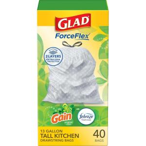 imageGlad ForceFlex Tall Kitchen Trash Bags 13 Gallon Gain Original 110 Count Package May VaryGain Original