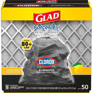 imageGlad Large 30 Gallon Trash Bags Clorox Mountain Air Heavy Duty Garbage Bags Forceflex with Drawstring 50 Count Packaging May VaryLemon