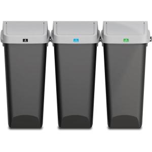 imageGlad Link ampamp Sort 36 Gallon Waste and Recycle Center  3x12G 3x45L Plastic Bin Compartments for Trash Recycling Compost with Odor Protection and Swing Top and Lift Up Lids