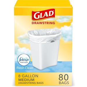 imageGlad Medium Trash Bags 8 Gallon Gain Original with Febreze Garbage Bags With Odor Control and Drawstring 80 CountFebreze Fresh Clean