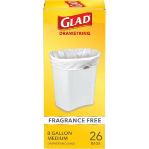 imageGlad Medium Trash Bags 8 Gallon Gain Original with Febreze Garbage Bags With Odor Control and Drawstring 80 CountUnscented