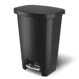 imageGlad Premium 20 Gallon Trash Can  Plastic Kitchen Waste Bin with Odor Protection of Lid Stainless Steel Step On Foot Pedal and Garbage Bag Rings BlackBlackPremium