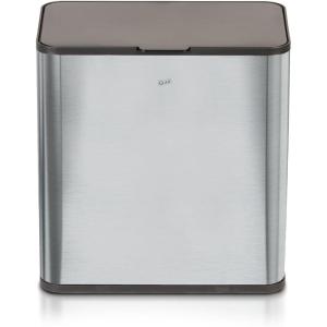 imageGlad Roomate Stainless Steel Under Counter Waste Bin with Clorox Odor Protection  Space Saving Dual Lid Small Trash Can for Kitchen Cabinet Bathroom or Office 15 Gallon 6L