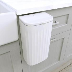 imageGlad Roomate Under Counter Waste Bin  Space Saving Small Trash Can for Kitchen Cabinet Bathroom or Office  Dual Lid for Ease of Opening 9 Liter White12L