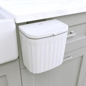 imageGlad Roomate Under Counter Waste Bin  Space Saving Small Trash Can for Kitchen Cabinet Bathroom or Office  Dual Lid for Ease of Opening 9 Liter White7L