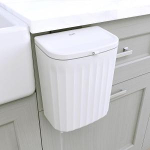 imageGlad Roomate Under Counter Waste Bin  Space Saving Small Trash Can for Kitchen Cabinet Bathroom or Office  Dual Lid for Ease of Opening 9 Liter White9L