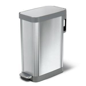 imageGlad Slim Trash Can with Clorox Odor Protection  Narrow Kitchen Garbage Bin with Soft Close Lid Step On Foot Pedal and Waste Bag Roll Holder All Stainless 45 LiterAll Stainless