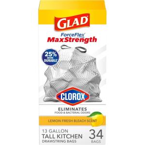 imageGlad Tall Kitchen Trash Bags 13 Gallon MaxStrength Cherry Blossom Garbage Bags Drawstring 90 CountLemon Fresh Bleach