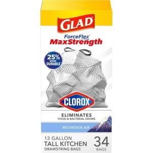 imageGlad Tall Kitchen Trash Bags 13 Gallon MaxStrength Cherry Blossom Garbage Bags Drawstring 90 CountMountain Air