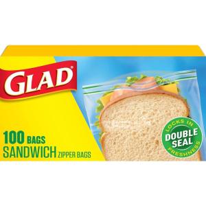 imageGlad Zipper Food Storage Plastic Bags  Sandwich  100 Count Pack of 6100 Count Pack of 1