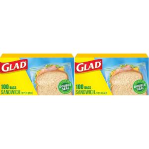 imageGlad Zipper Food Storage Plastic Bags  Sandwich  100 Count Pack of 6100 Count Pack of 2