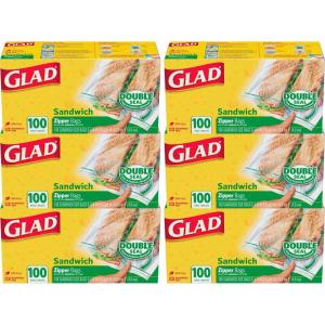 imageGlad Zipper Food Storage Plastic Bags  Sandwich  100 Count Pack of 6100 Count pack of 6