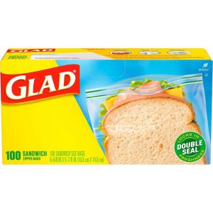 imageGlad Zipper Food Storage Sandwich Bags  100 Count Package May Vary