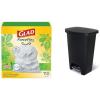 imageGlad 13 Gallon Trash Can Black Plastic Kitchen Waste Bin with Odor Protection of Lid ampamp Glad ForceFlex Tall Kitchen Trash Bags 13 Gallon Gain Original with Febreze 110 Count BundleGain Original