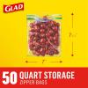 imageGlad Zipper Quart Freezer Bags Resealable Bags Multipurpose Use 50 Count Pack of 1