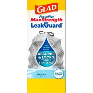 imageGlad ForceFlex MaxStrength LeakGuard Trash Bags 13 Gal Fresh Air 90 Ct Package May Vary
