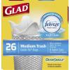 imageGlad OdorShield QuickTie Medium Trash Bags  Febreze Fresh Clean  8 Gallon  26 bags Pack of 6