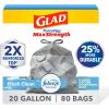 imageGlad ForceFlex MaxStrength Drawstring XL Kitchen Trash Bags 20 Gal Gain 80 Ct Package May VaryFresh Clean Pack of 3