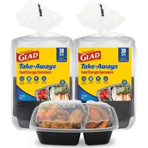 image:imageGlad TakeAways 30Pack SnapSeal 2Compartment Dishwasher and Freezer Safe Reusable Food Storage Meal Prep Containers Made in North America 28 oz BPA Free60Pack