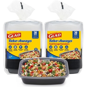 image:imageGlad TakeAways 30Pack SnapSeal Rectangular Food Storage Containers 28 oz LeakResistant Lids Dishwasher amp Freezer Safe Reusable Meal Prep Containers BPA Free Made in North America60Pack
